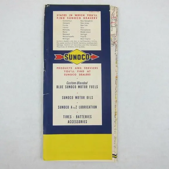 Vintage 1958 SUNOCO Gas Company Road Map Eastern United States - Picture 2 of 12